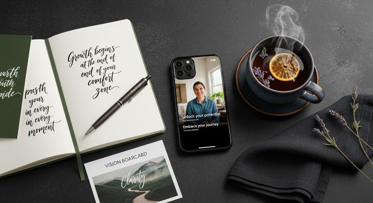 Coaching setup with iPhone showing motivational clip